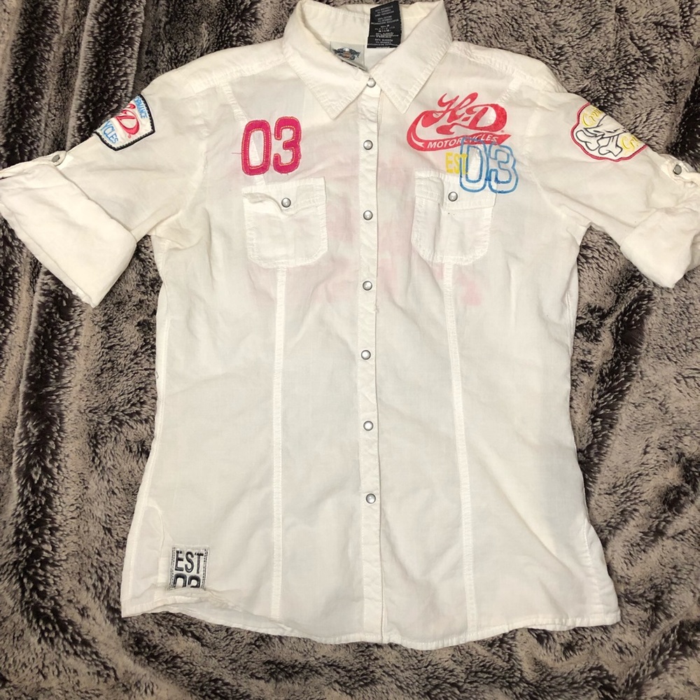 Harley Davidson 3/4 sleeve button up